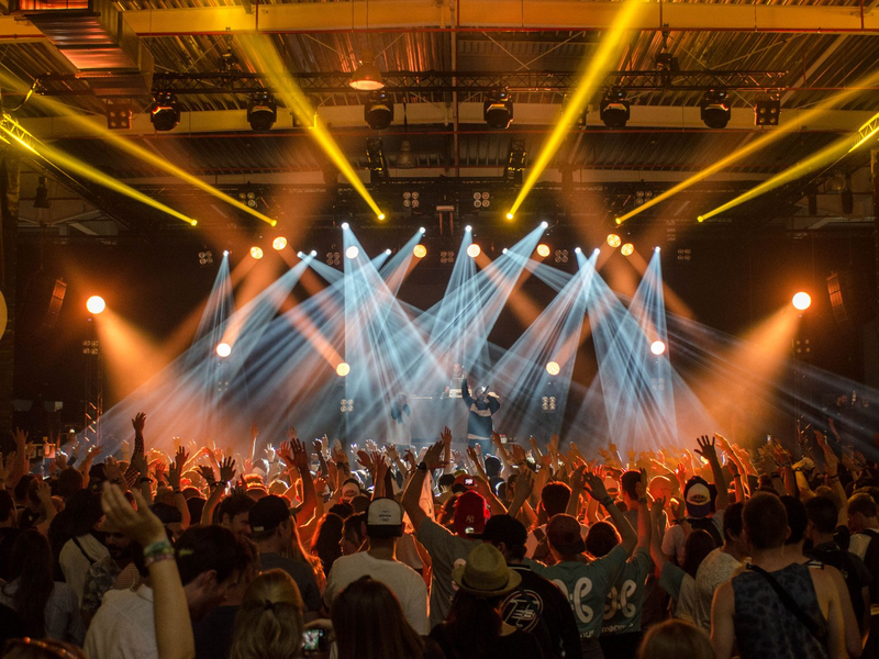 Festival main stage crowd at a past Lucky Weekends event